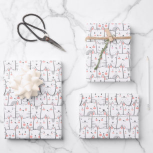Cat Kitty Cute Funny Pattern Cat Lover Wrapping Paper Sheet