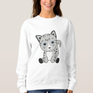 Cat Kitty Gray Fur Nose Cute Animals Sweatshirt