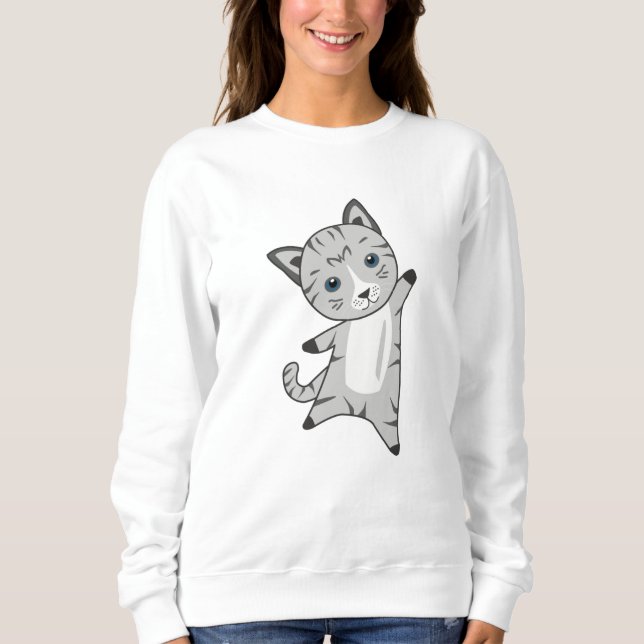 Cat Kitty Grey Fur Nose Cute Animals Sweatshirt (Front)