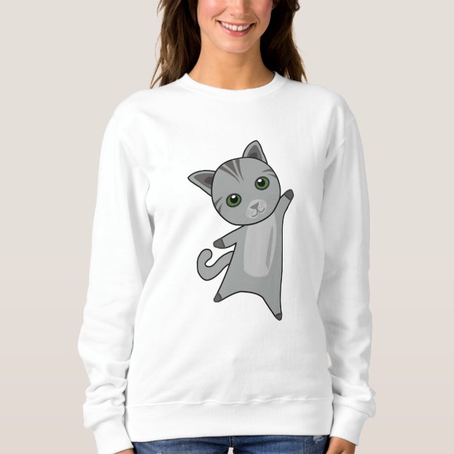Cat Kitty Grey Fur Nose Cute Animals Sweatshirt (Front)