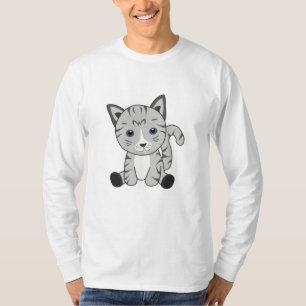 Cat Kitty Grey Fur Nose Cute Animals T-Shirt