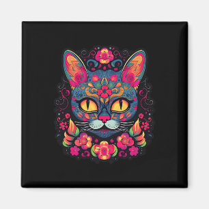 Cat Kitty Kitten Paws Sugar Skull Calavera Hallowe Magnet