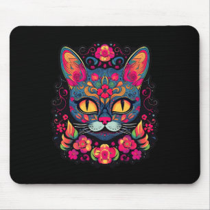 Cat Kitty Kitten Paws Sugar Skull Calavera Hallowe Mouse Mat