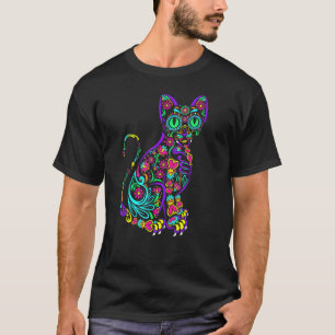 Cat Kitty Kitten Paws Sugar Skull Calavera Hallowe T-Shirt