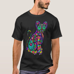 Cat Kitty Kitten Paws Sugar Skull Calavera Hallowe T-Shirt