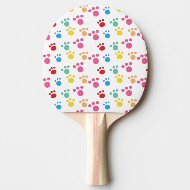 Cat Kitty Paws Colourful Pattern Ping Pong Paddle (Front)