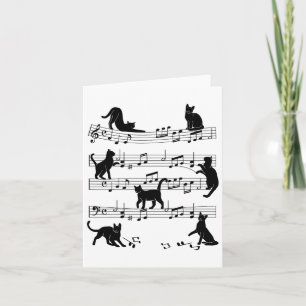 Cat Kitty Playing Music Clef Piano Musician Art  Card