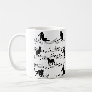 Cat Kitty Playing Music Clef Piano Musician Art Coffee Mug