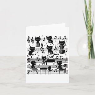 Cat Kitty Playing Music Note Clef Musician Art Cat Card