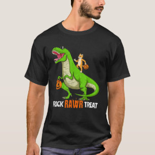 Cat Kitty Riding T Rex Dinosaur Halloween Trick Ra T-Shirt