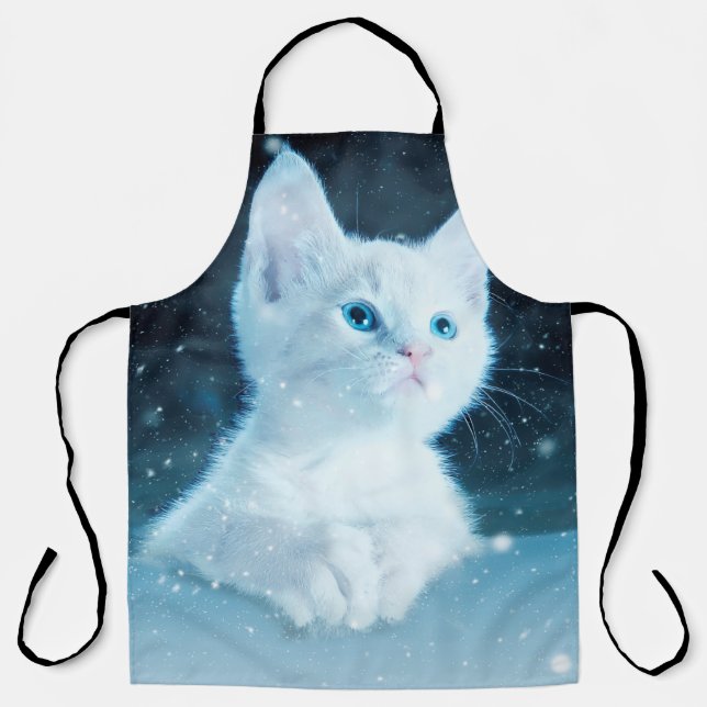 Cat kitty snow art animal nature apron (Front)