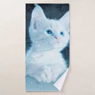 Cat kitty snow art animal nature bath towel