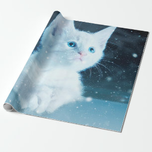 Cat kitty snow art animal nature wrapping paper