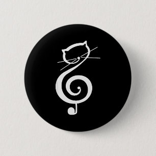 Cat Kitty Treble Music Clef Funny Cat Music Notes  6 Cm Round Badge