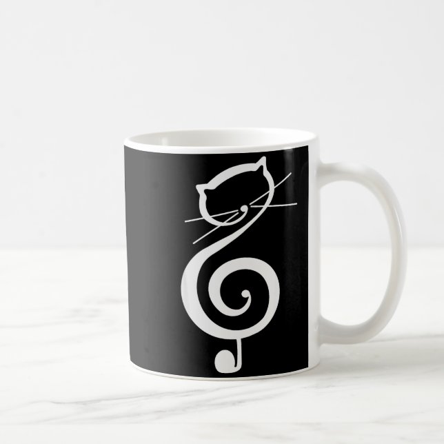 Cat Kitty Treble Music Clef Funny Cat Music Notes  Coffee Mug (Right)