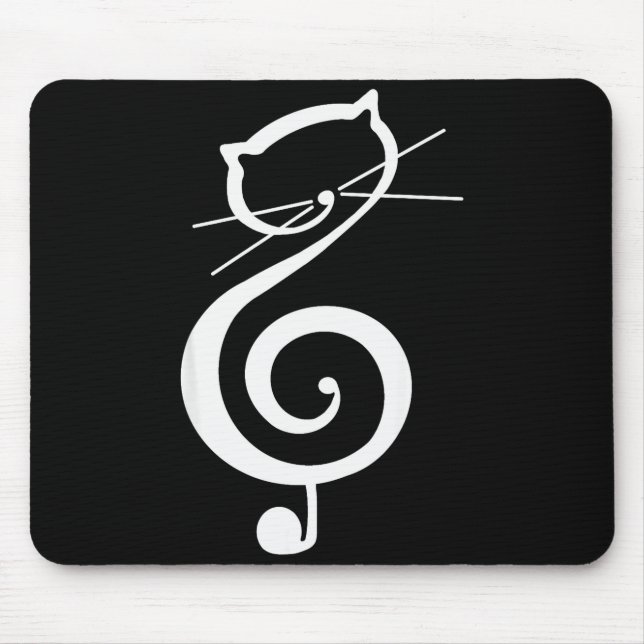 Cat Kitty Treble Music Clef Funny Cat Music Notes  Mouse Mat (Front)