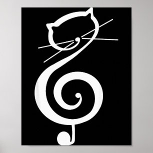 Cat Kitty Treble Music Clef Funny Cat Music Notes Poster