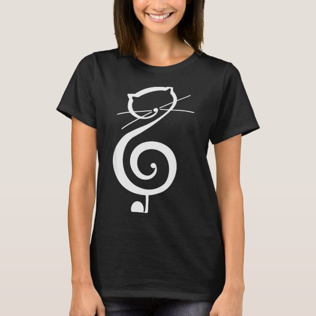 Cat Kitty Treble Music Clef Funny Cat Music Notes  T-Shirt (Front)