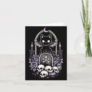 Cat Kitty Vamre Skull y Cute Kawaii Goth Purple Card