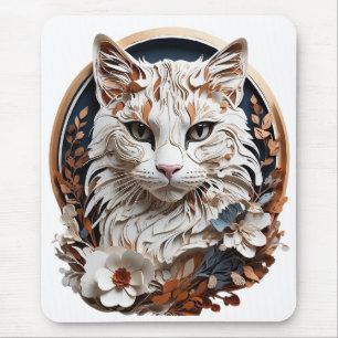 cat,kitty with flower mouse mat