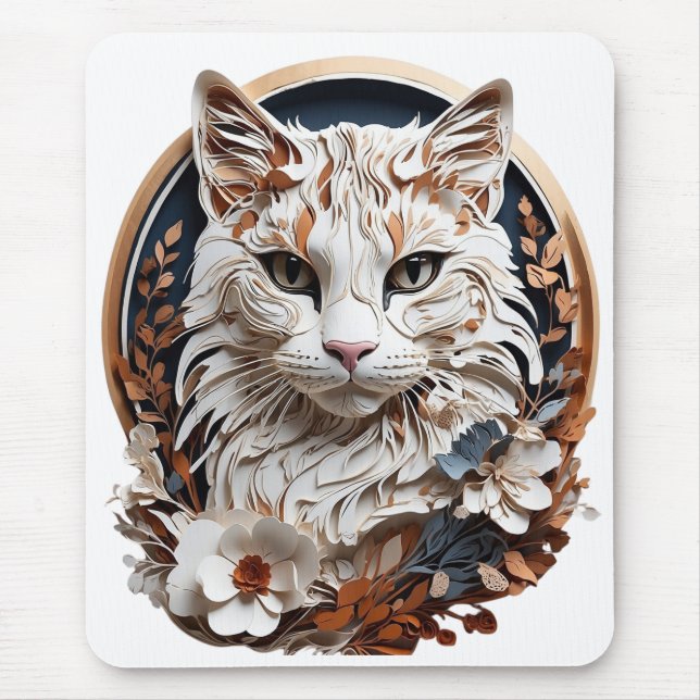 cat,kitty with flower mouse mat (Front)