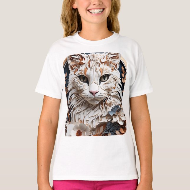 cat,kitty with flower T-Shirt (Front)