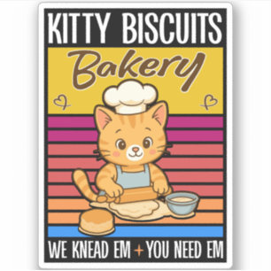 Cat Kneading Baker Kitty Biscuits We Knead Em You