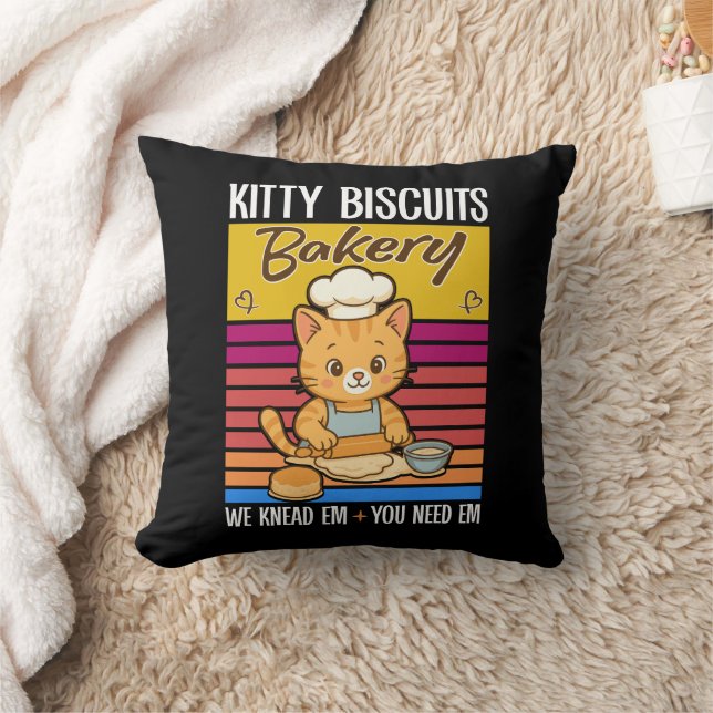 Cat Kneading Baker Kitty Biscuits We Knead Em You Cushion (Blanket)