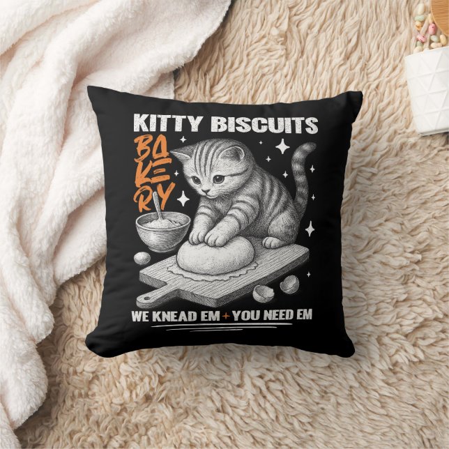 Cat Kneading Baker Kitty Biscuits We Knead Em You Cushion (Blanket)
