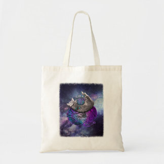 Cat Knitting Tote Bag
