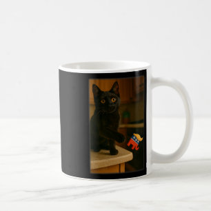 Cat Knocking Trump Off Counter Table Ledge Funny Coffee Mug