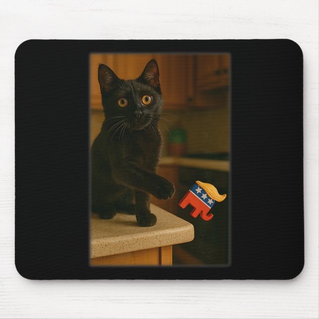 Cat Knocking Trump Off Counter Table Ledge Funny  Mouse Mat (Front)