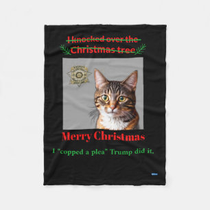 Cat Knocks Over The Christmas Tree Fleece Blanket
