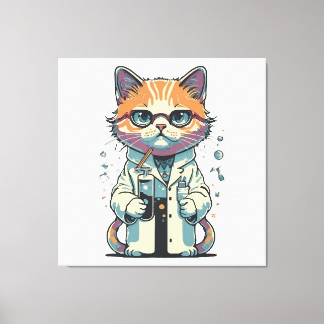 Cat Lab Focused Canvas Print (Front)