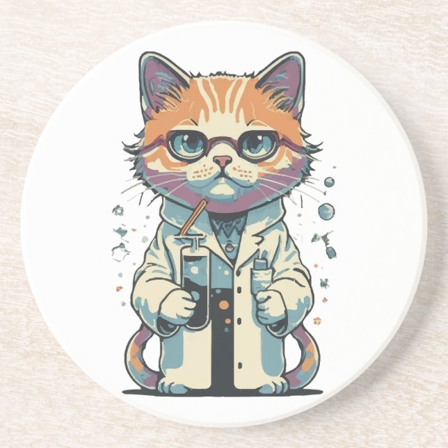 Cat Lab Focused Coaster (Front)