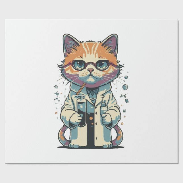 Cat Lab Focused Wrapping Paper (Flat)