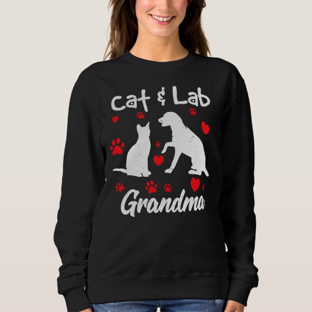Cat Labrador Retriever Grandma Lab Dog Sweatshirt (Front)