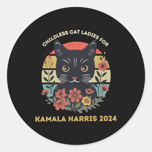 Cat Ladies Against Fascism  Classic Round Sticker (Front)