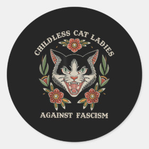 Cat Ladies Against Fascism Flowers Classic Round Sticker