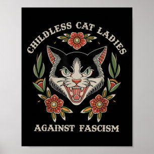 Cat Ladies Against Fascism Flowers  Poster