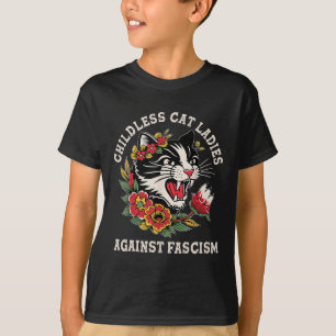 Cat Ladies Against Fascism Funny Cat Feminist 1 T-Shirt