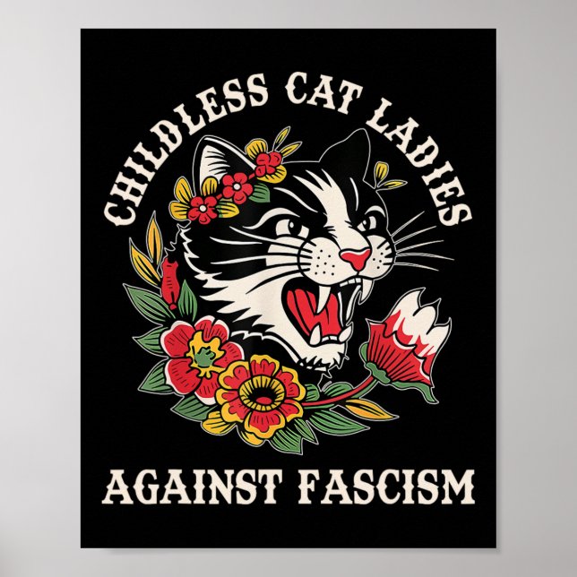 Cat Ladies Against Fascism Funny Cat Feminist 2  Poster (Front)