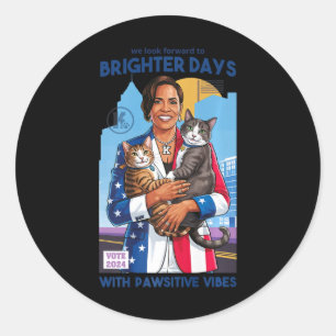 Cat Ladies For Harris 2024 Men Women Kids Kamala H Classic Round Sticker