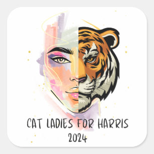 Cat Ladies for Harris 2024 Square Sticker