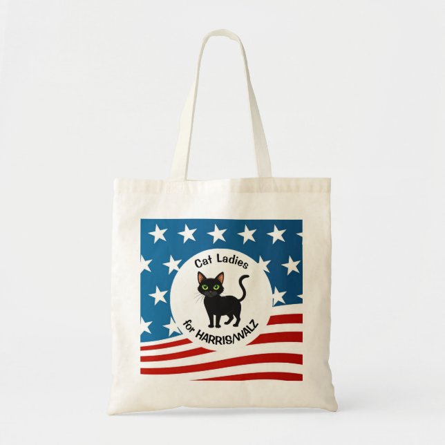 Cat Ladies for Harris/Walz Design Tote Bag (Front)