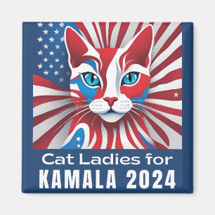 Cat Ladies for Kamala 2024 Democrat Magnet
