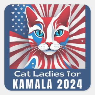 Cat Ladies for Kamala 2024 Democrat Square Sticker