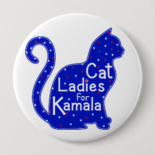 Cat Ladies for Kamala 2024 Presidential Election 10 Cm Round Badge