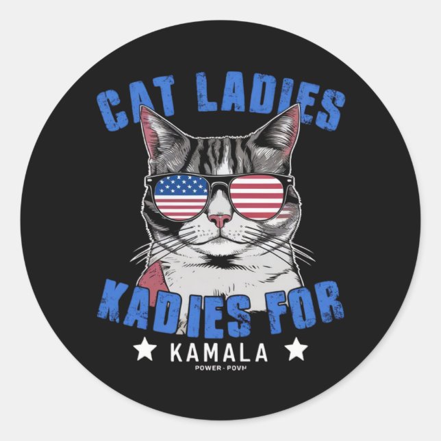 Cat Ladies For Kamala (2) Classic Round Sticker (Front)