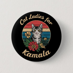 Cat Ladies For Kamala (4) 6 Cm Round Badge